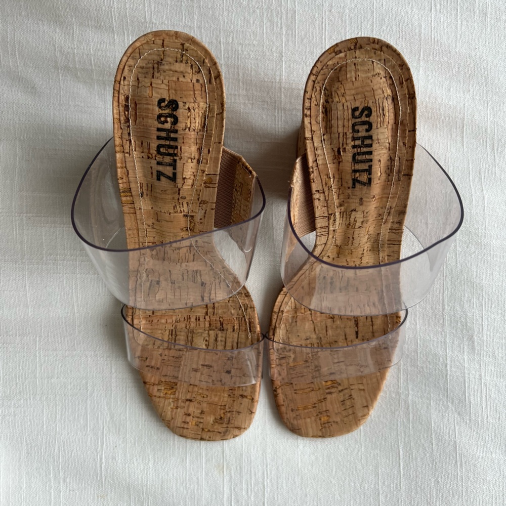 Schutz Victorie Cork & Vinyl heel